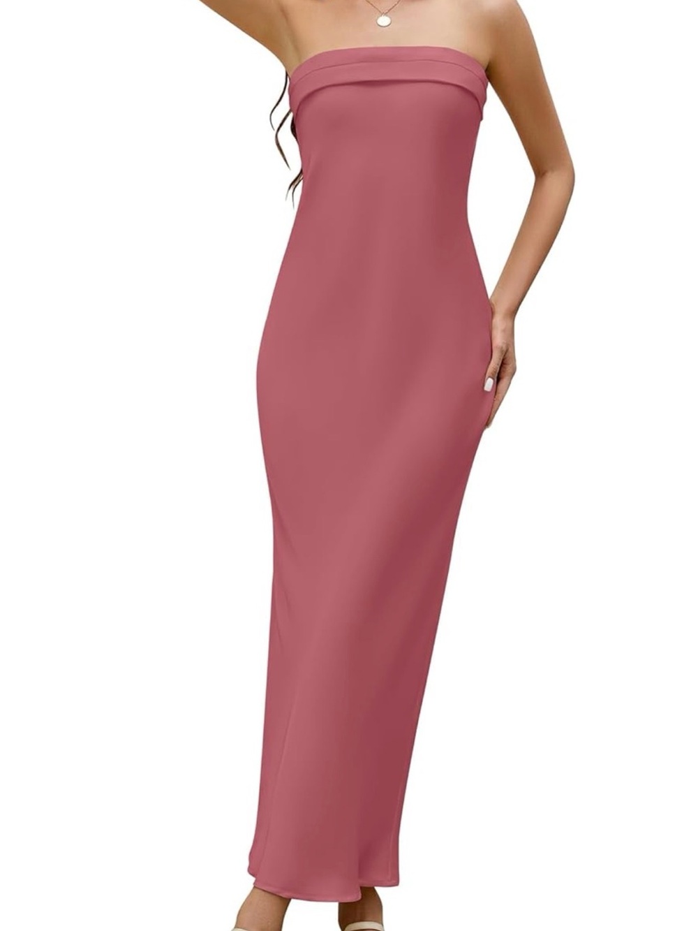 Strapless Maxi Dress in Dusty Rose